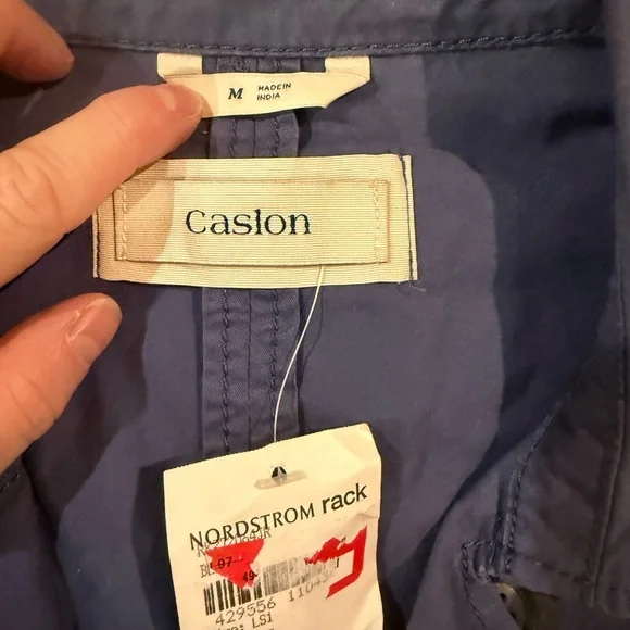 Caslon Cropped Trench Jacket Blue Cotton Utility Coat M - Picture 4 of 9